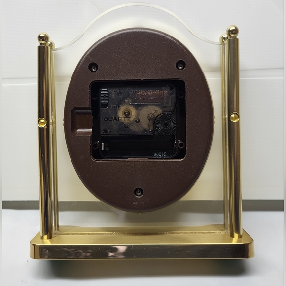 Vintage Seiko Quartz Lucite and Brass Desk Mantle Clock QQZ337S - Made in Japan - Picture 2 of 8